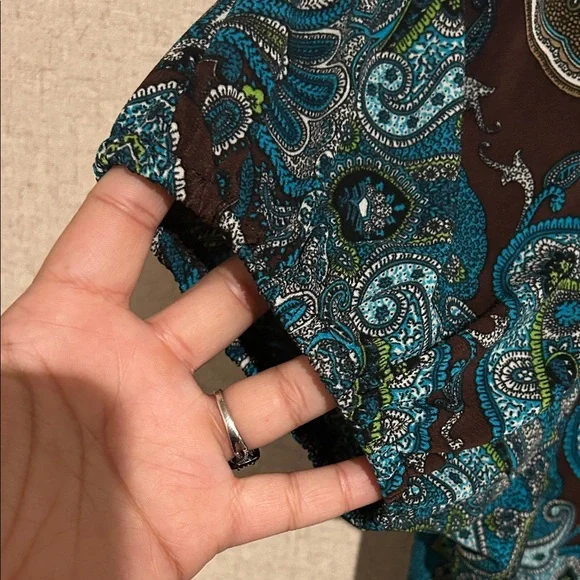 Cato Blue and Green Paisley Blouse - Picture 4 of 4
